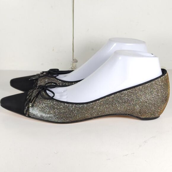 Stuart Weitzman Women's US10M Black Metallic Iridescent Glitter Ballet Flats - Picture 2 of 16